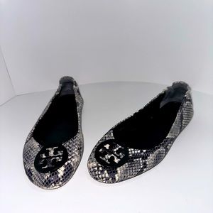 Tory Burch  Minnie Roccia Snake Python Travel Ballet Flats